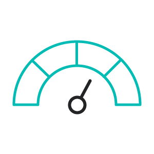 Icon of a gauge with a dial pointing toward the right